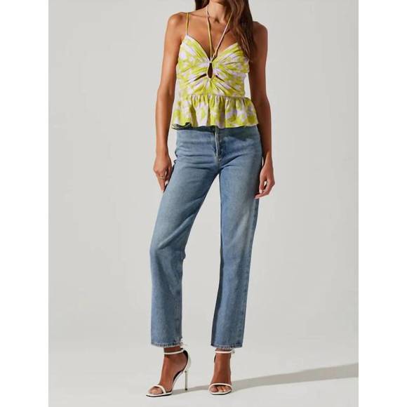 NEW ASTR minka peplum top in floral lemon - Picture 2 of 5